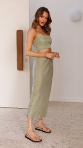 Whitney Maxi Skirt - Sage Cupro sold by Billy J