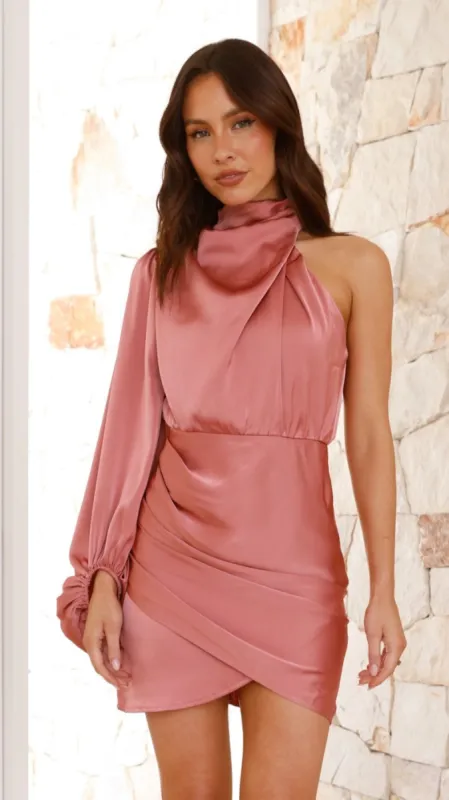 Lexi One Shoulder Mini Dress - Baked Rose sold by Billy J