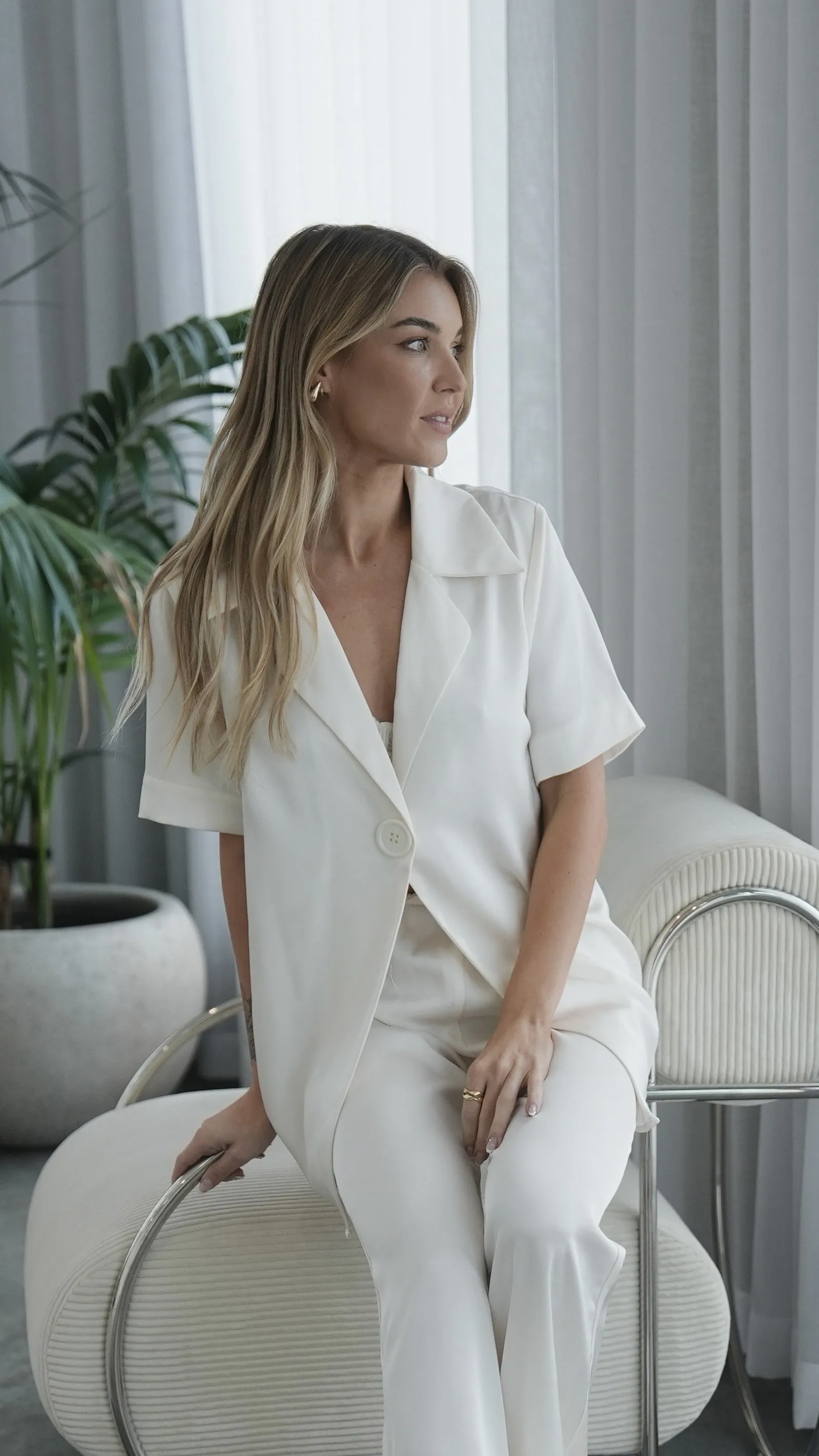 Imogen Button Pants - Cream sold by Billy J product image thumbnail 4