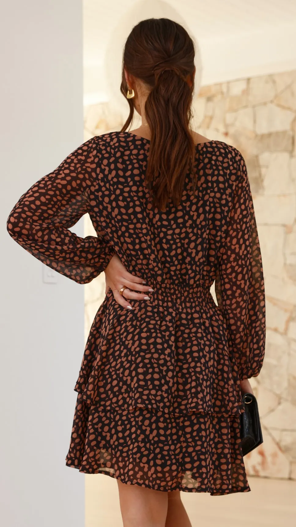 Odelia Mini Dress - Black / Pink Print sold by Billy J product image thumbnail 2