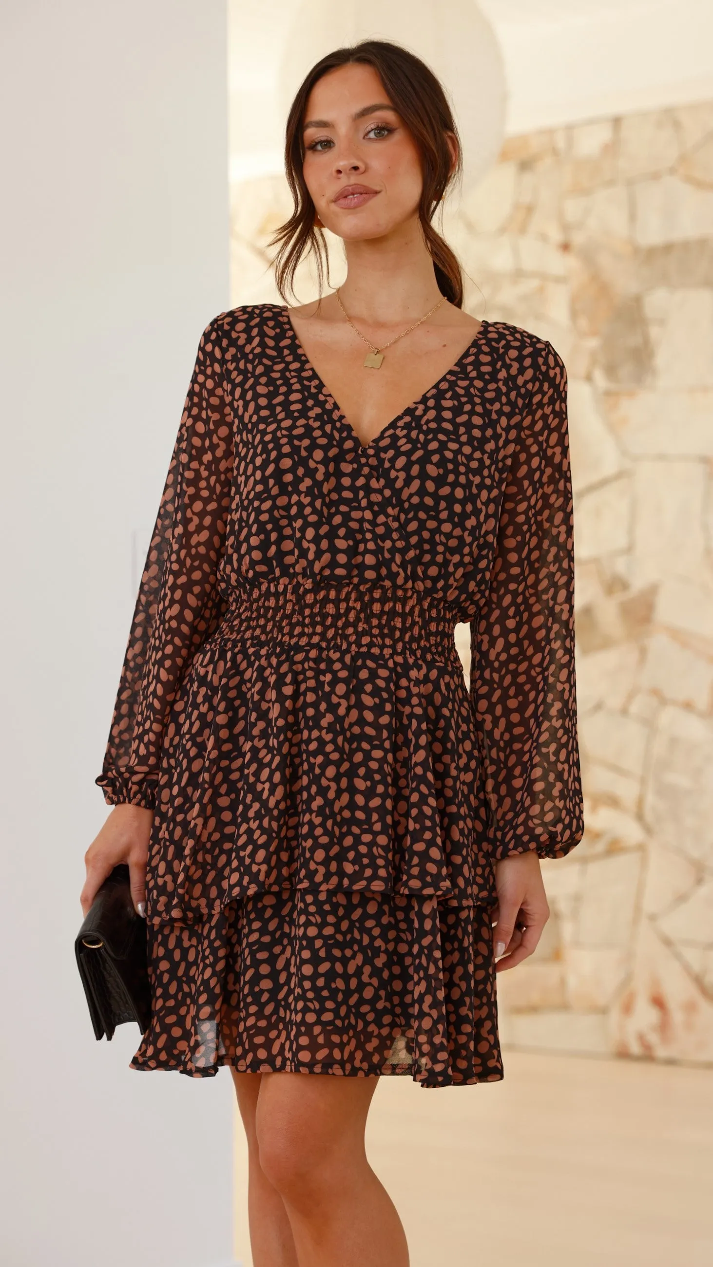 Odelia Mini Dress - Black / Pink Print sold by Billy J product image thumbnail 5