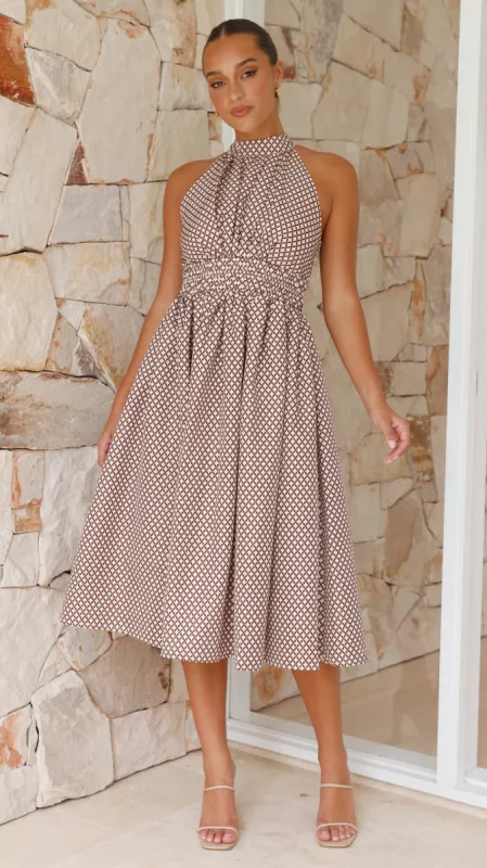Beatrice Midi Dress - Mocha sold by Billy J