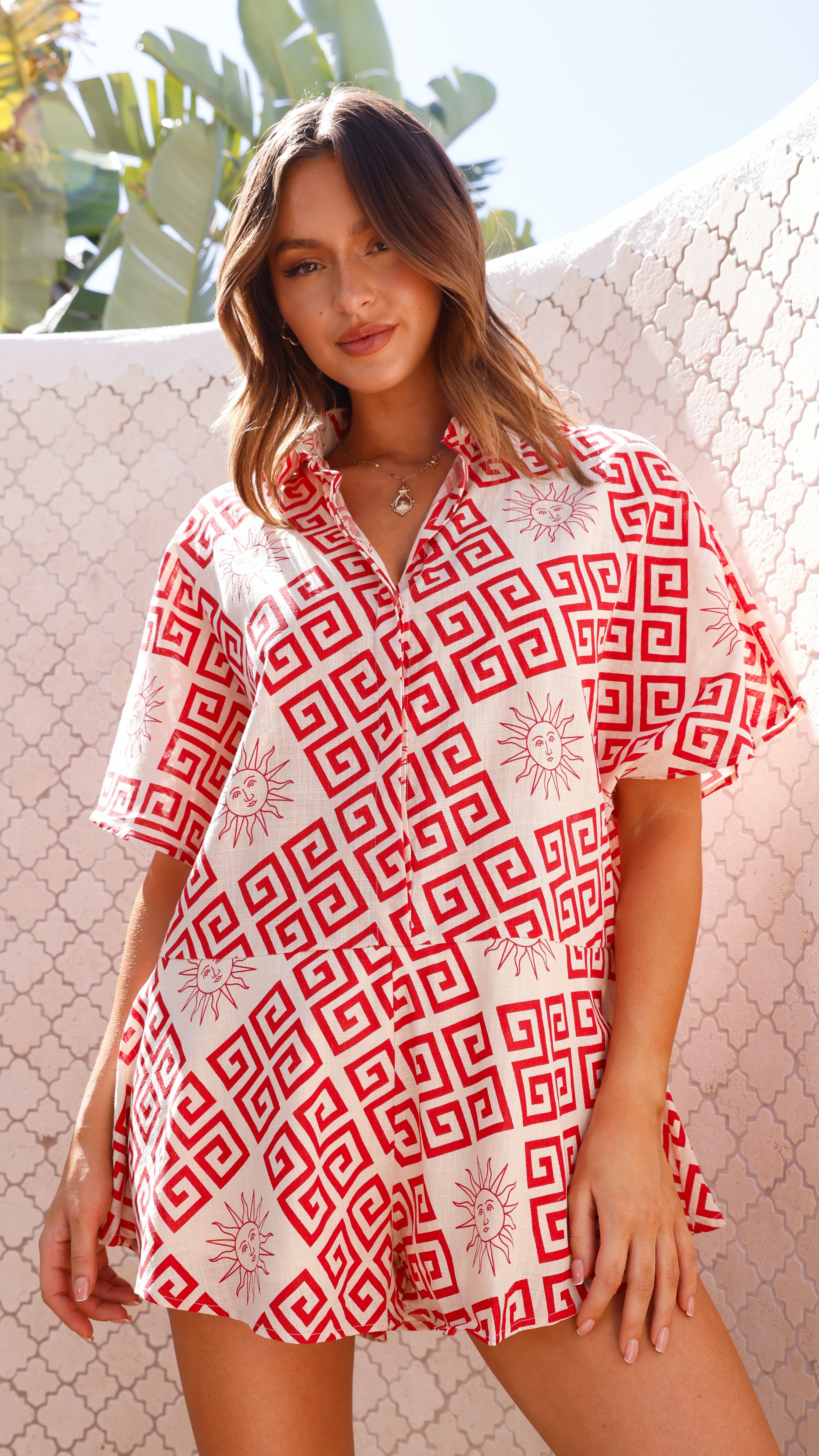 Aralyn Playsuit - Beige/ Red Greek Sun sold by Billy J product image thumbnail 2