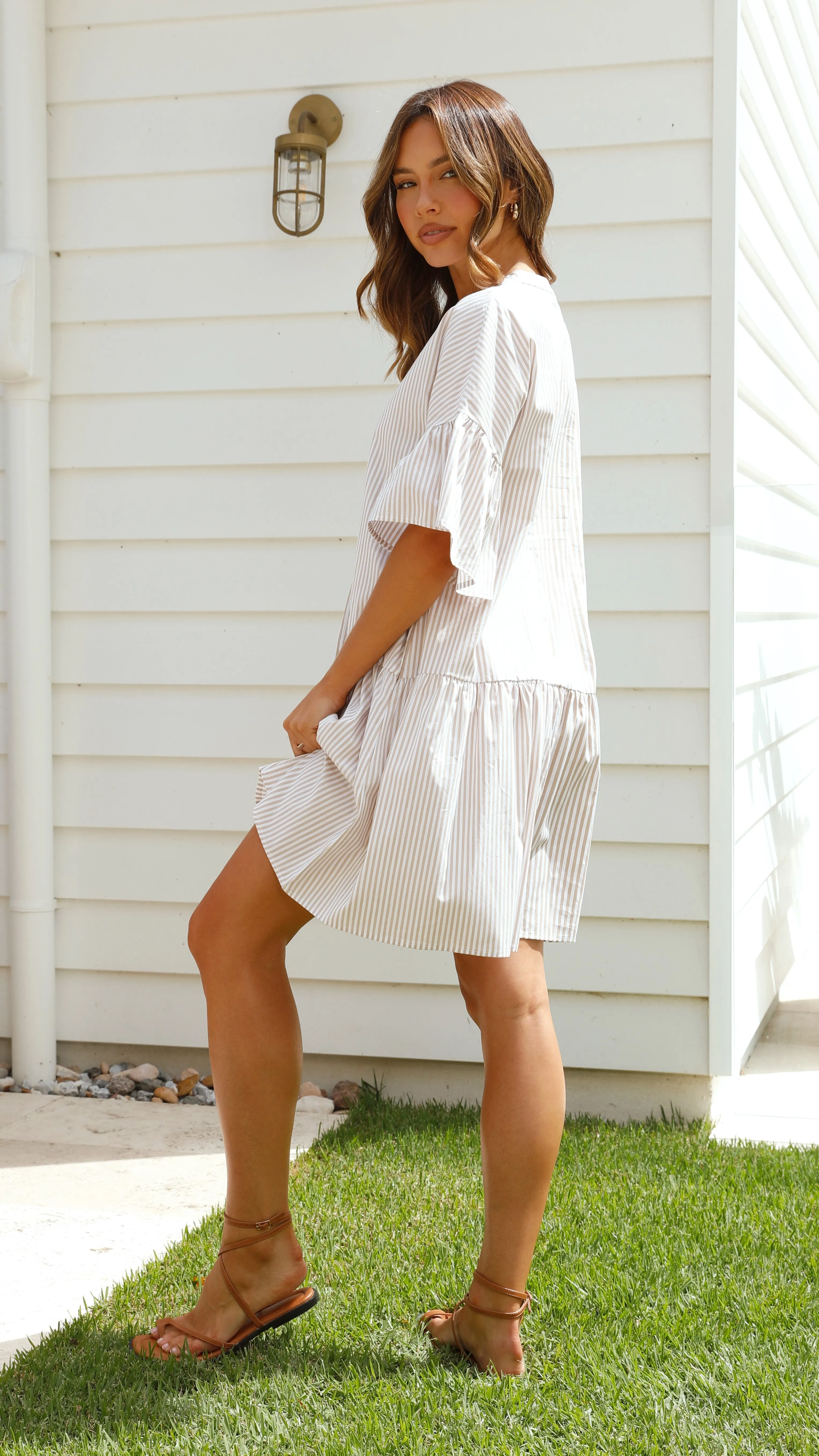 Nerissa Mini Dress - Beige/White sold by Billy J product image thumbnail 2