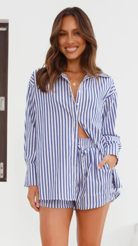 Stellan Button Up Shirt - Navy Stripe sold by Billy J