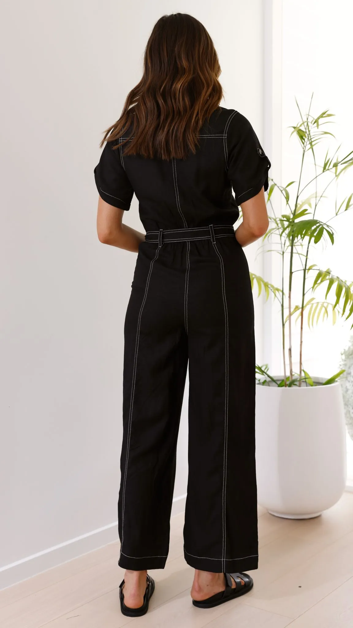 Jachin Jumpsuit - Black Contrast Stitch sold by Billy J product image thumbnail 2