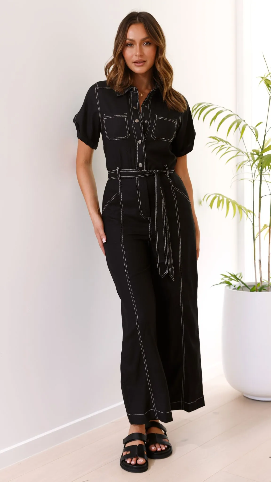 Jachin Jumpsuit - Black Contrast Stitch sold by Billy J product image thumbnail 5