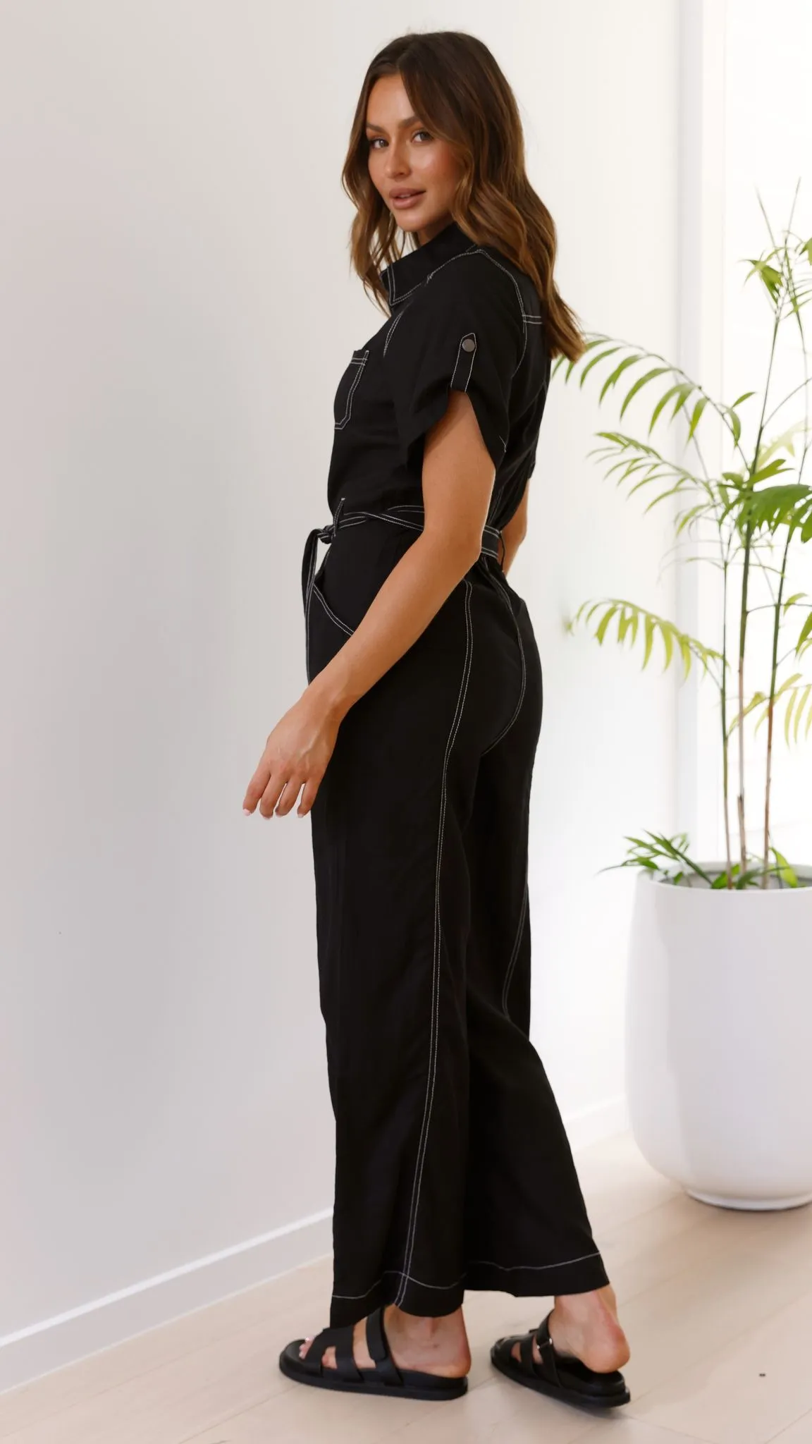 Jachin Jumpsuit - Black Contrast Stitch sold by Billy J product image thumbnail 4