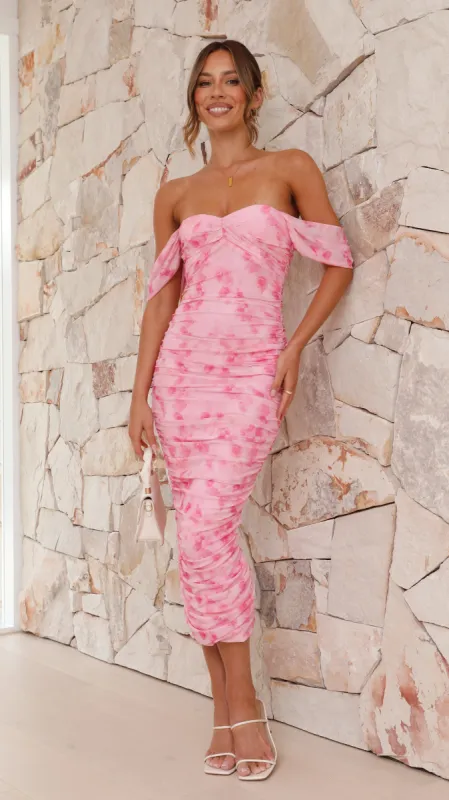 Faizah Midi Dress - Pink Print sold by Billy J