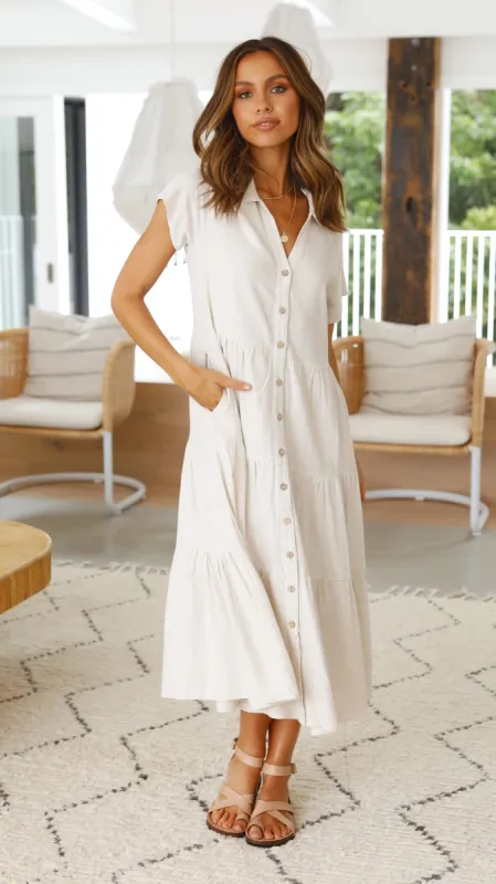 Kimberly Midi Dress - Natural sold by Billy J