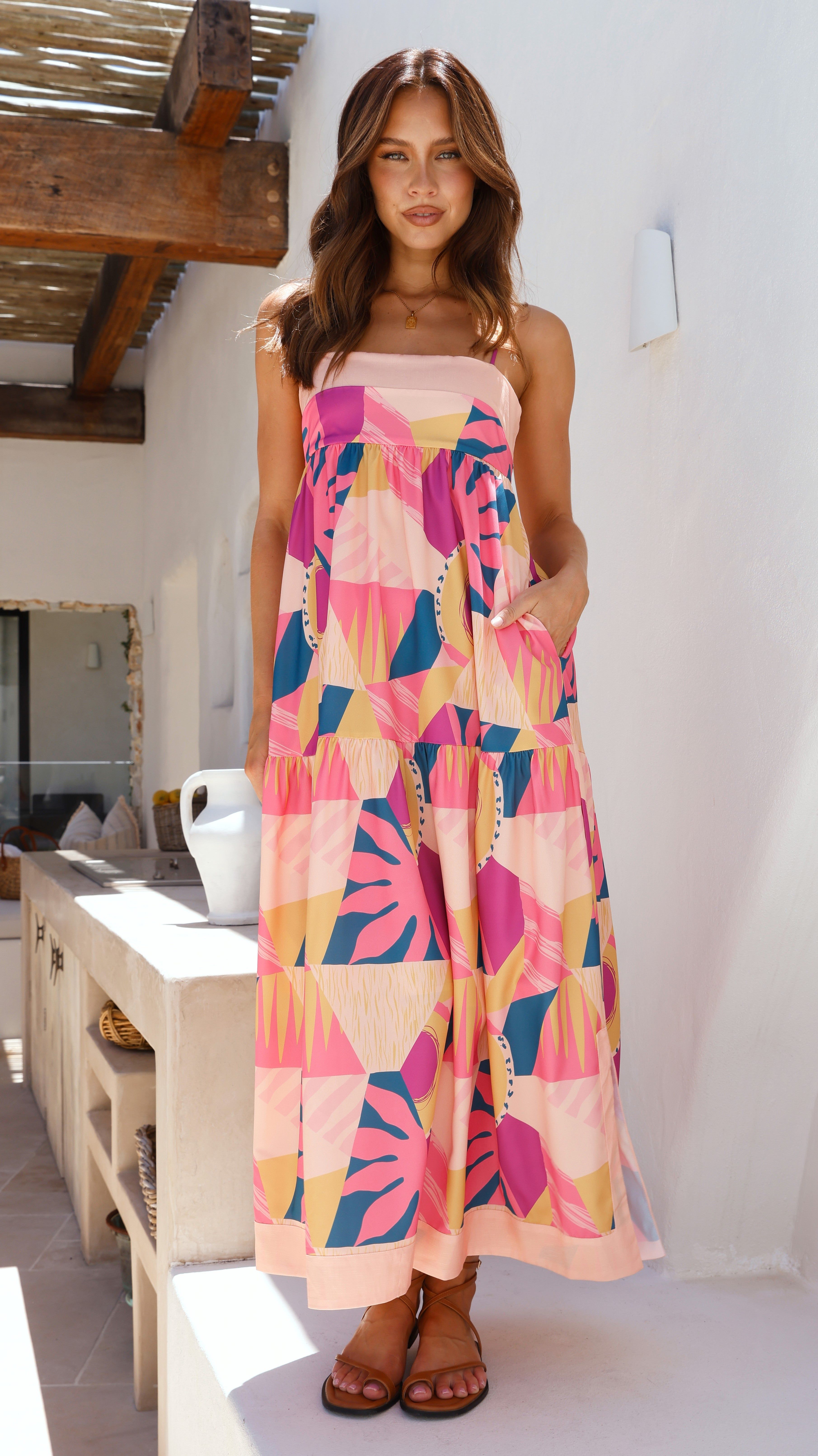 Beach Sunsets Maxi Dress - Pink Multi sold by Billy J product image thumbnail 4