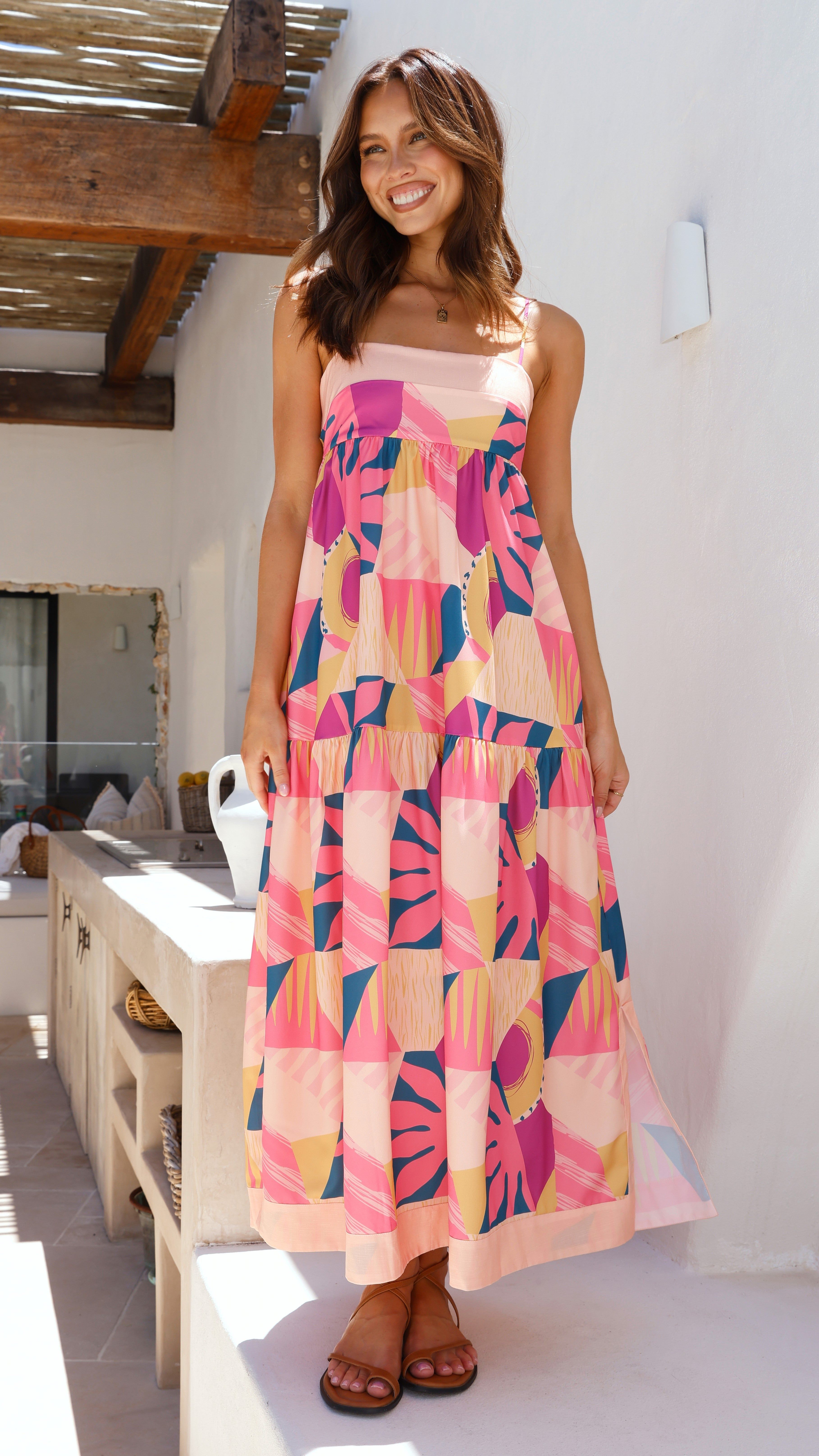 Beach Sunsets Maxi Dress - Pink Multi sold by Billy J
