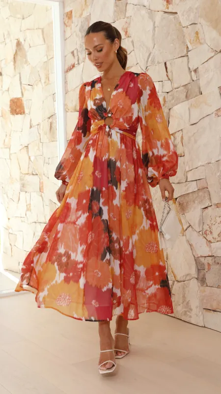 Melinda Maxi Dress - Orange/Black sold by Billy J