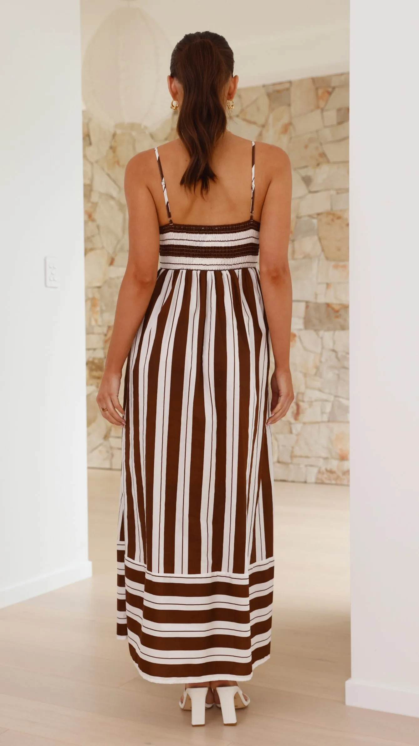 Nadie Maxi Dress - Chocolate / White Stripe sold by Billy J product image thumbnail 2