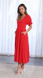 Madan Midi Dress - Red sold by Billy J