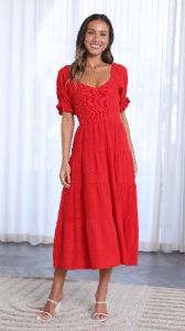 Madan Midi Dress - Red sold by Billy J