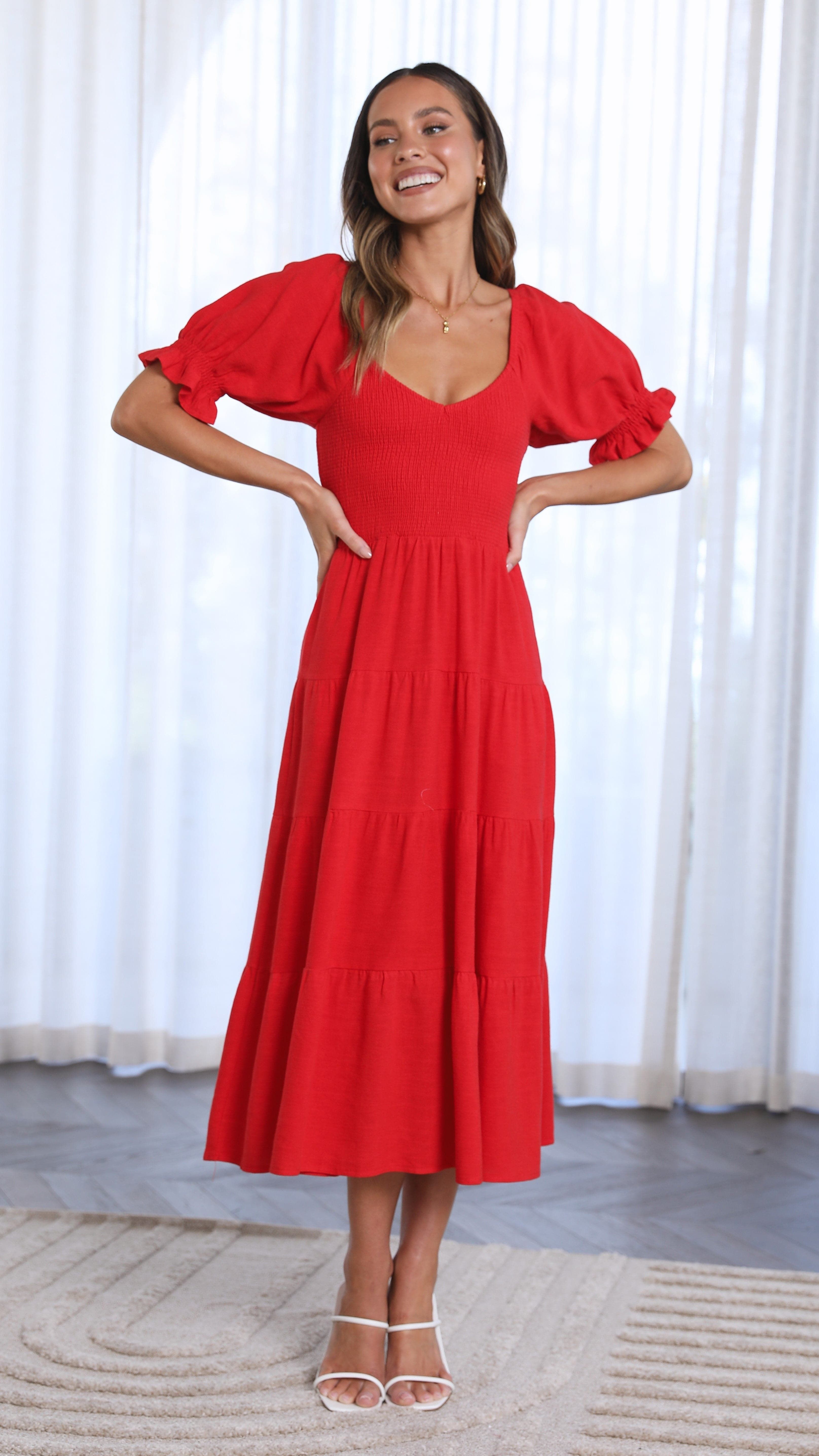 Madan Midi Dress - Red sold by Billy J