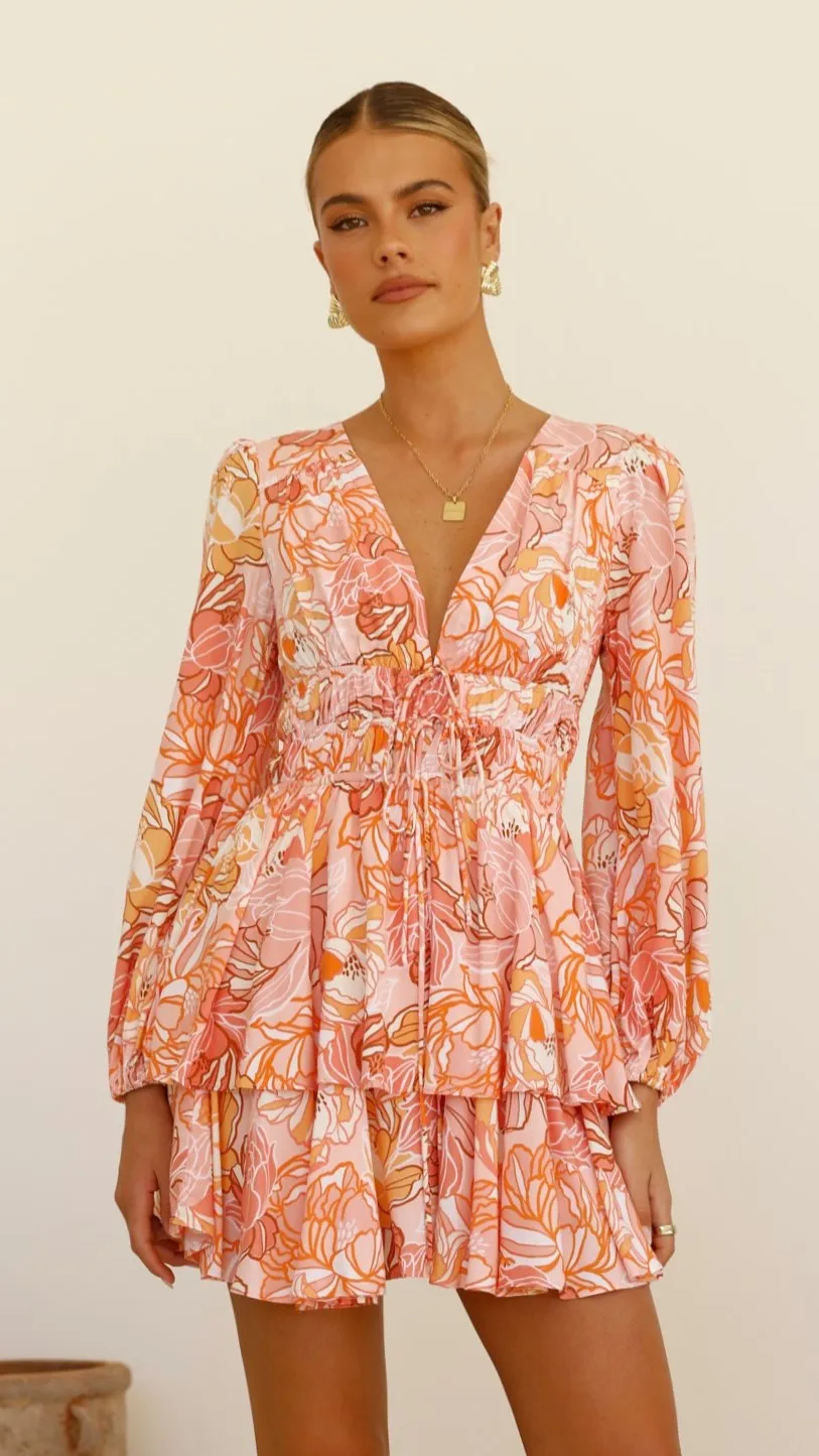 Umi Mini Dress - Pink/Orange Floral sold by Billy J