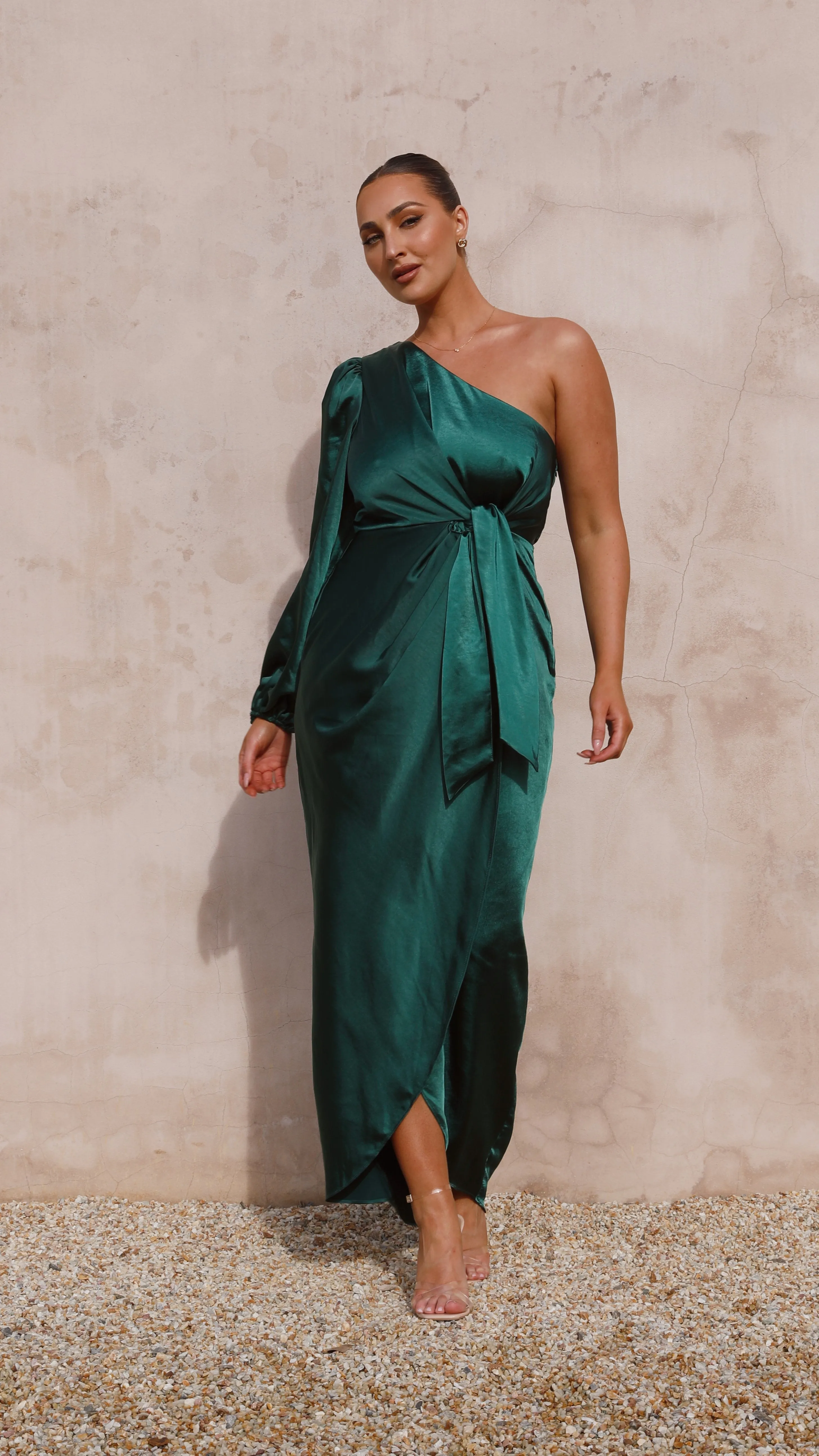 Heidi One Shoulder Maxi Dress - Emerald sold by Billy J product image thumbnail 4