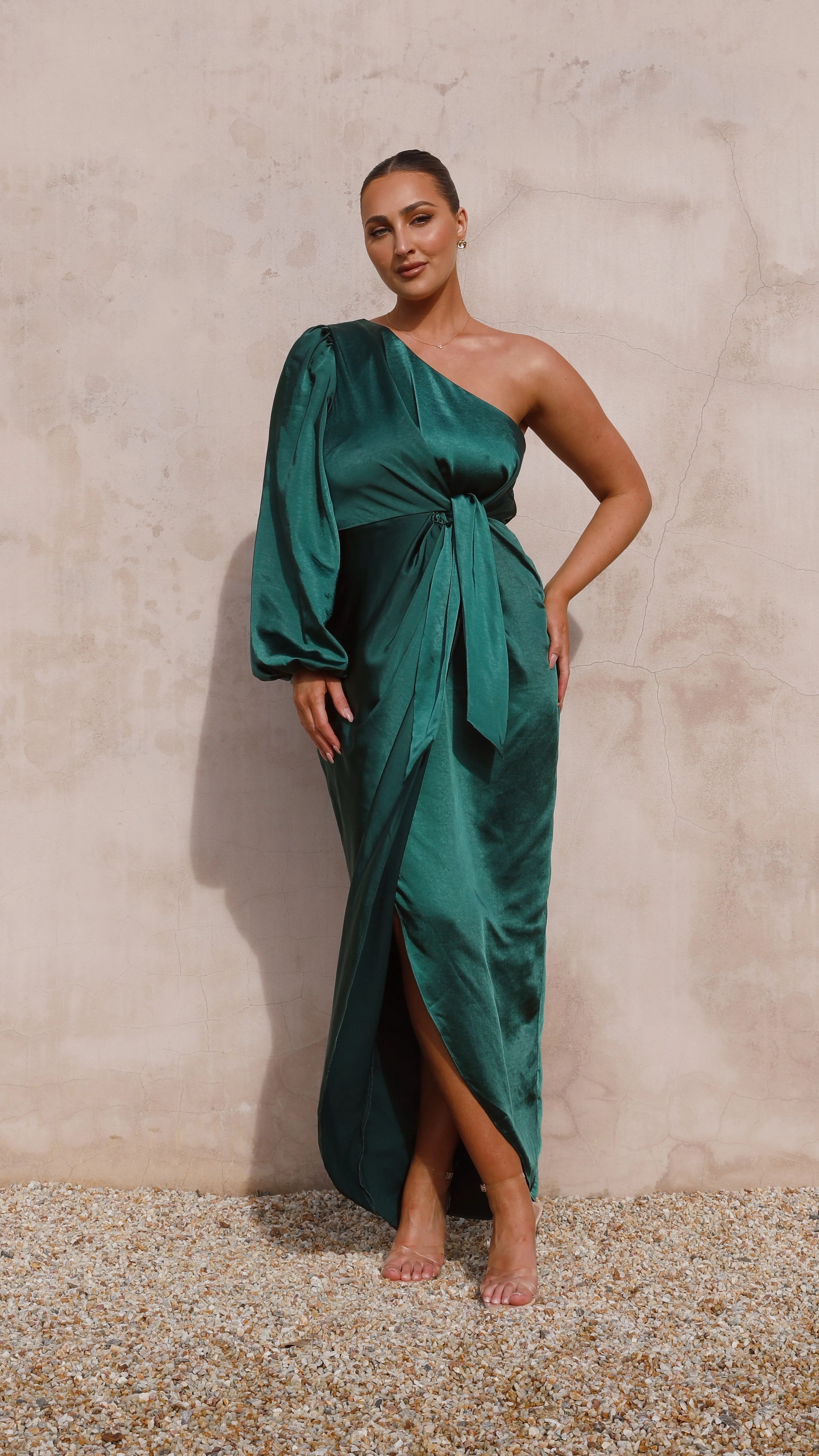 Heidi One Shoulder Maxi Dress - Emerald sold by Billy J product image thumbnail 5