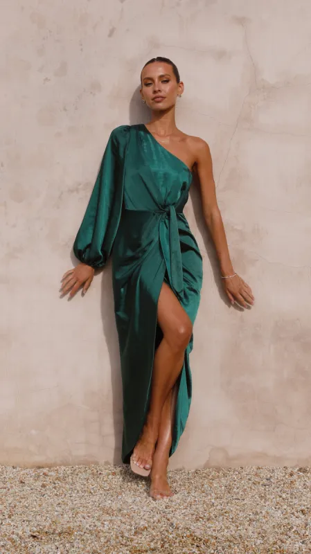 Heidi One Shoulder Maxi Dress - Emerald sold by Billy J