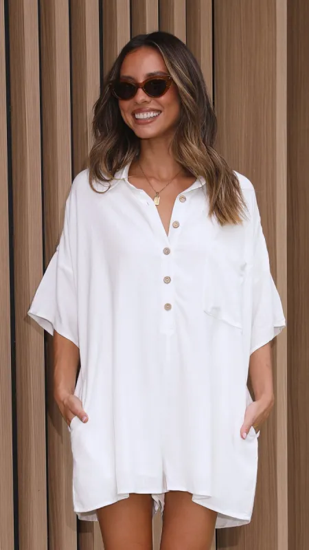 Keely Playsuit - White sold by Billy J