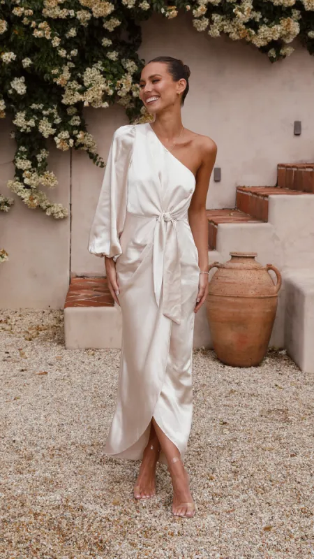 Heidi One Shoulder Maxi Dress - Champagne sold by Billy J