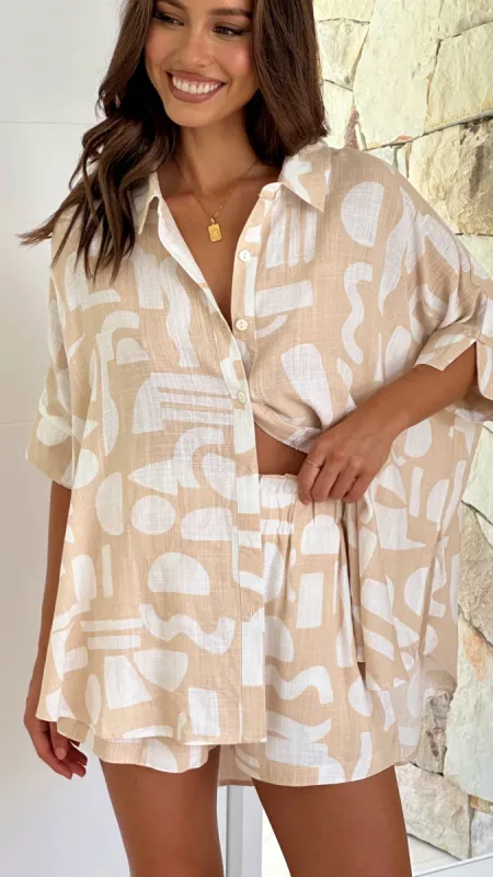 Jolie Top - Beige Coco Print sold by Billy J