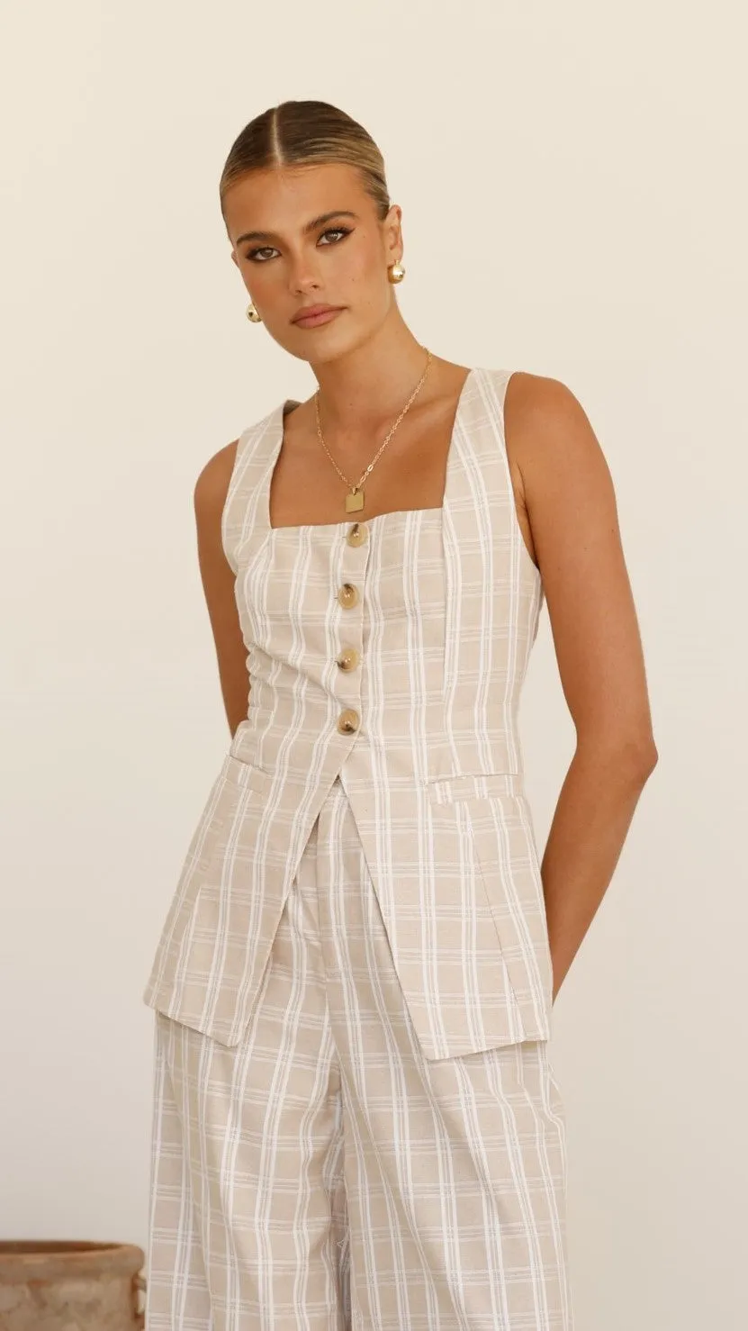 Obelia Top - Beige / White Check sold by Billy J product image thumbnail 2