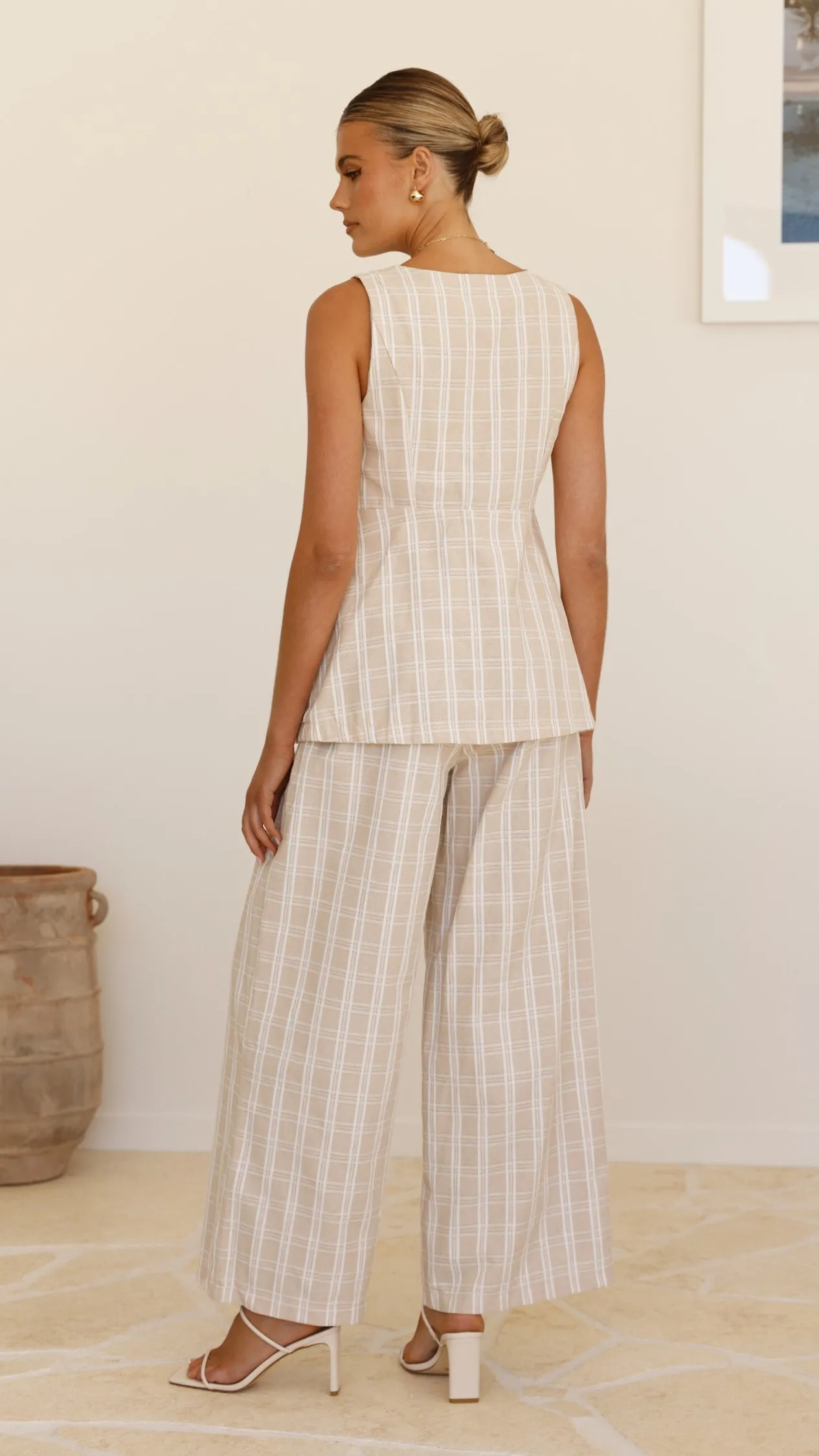 Obelia Top - Beige / White Check sold by Billy J product image thumbnail 3