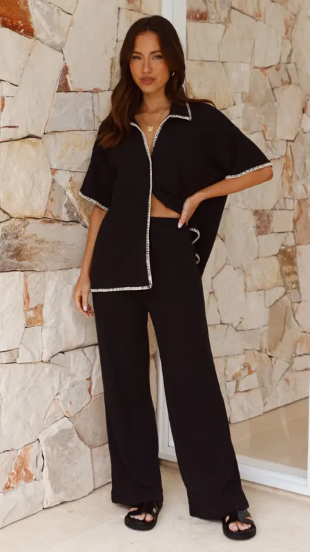 Madian Button Up Shirt and Pants Set - Black sold by Billy J