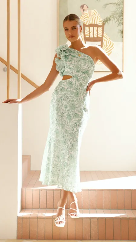 Amina Maxi Dress - Green Floral sold by Billy J