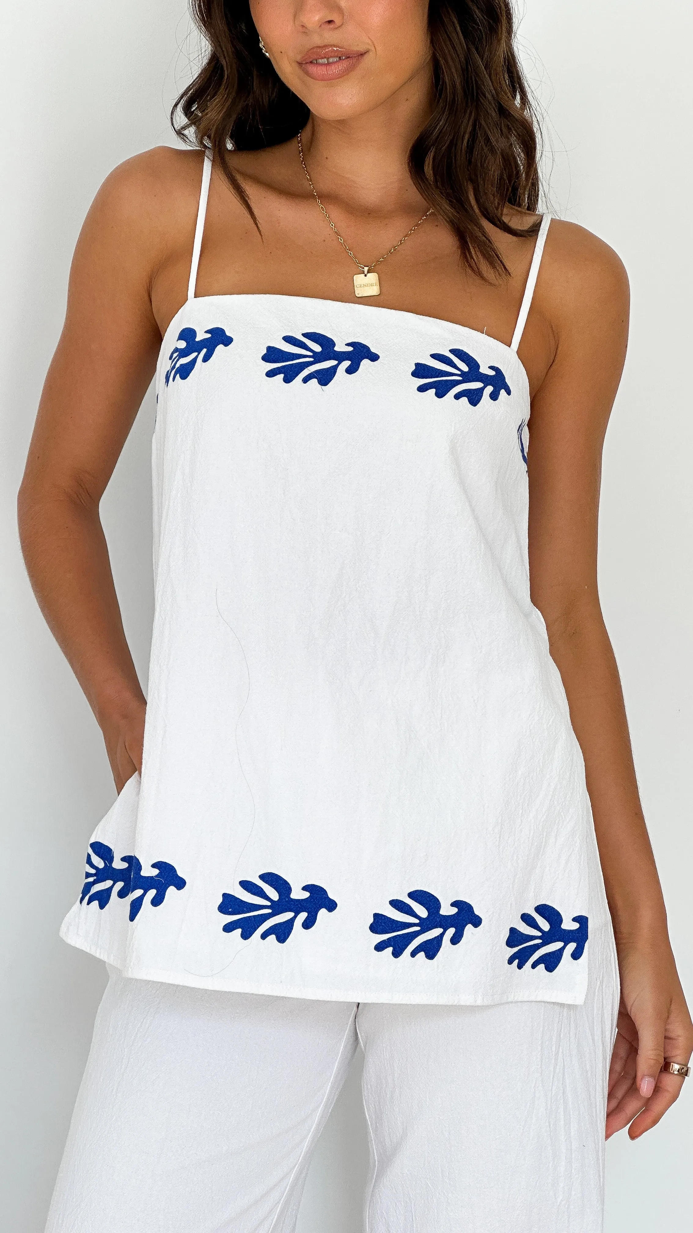 Amalia Top - White / Blue sold by Billy J product image thumbnail 3