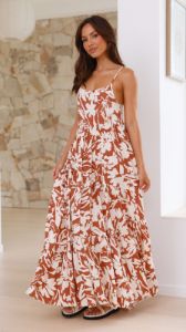Isola Maxi Dress - Beige/White sold by Billy J
