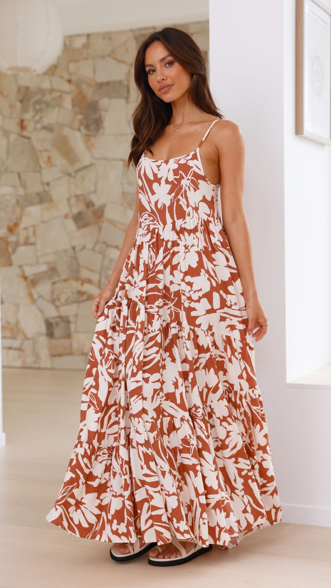 Isola Maxi Dress - Beige/White sold by Billy J product image thumbnail 5