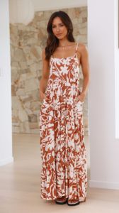 Isola Maxi Dress - Beige/White sold by Billy J