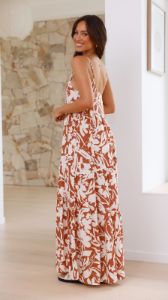 Isola Maxi Dress - Beige/White sold by Billy J
