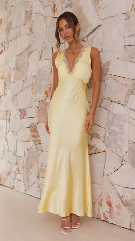 Basiano Maxi Dress - Yellow / Lace sold by Billy J