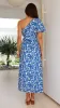 Zima One Shoulder Maxi Dress - Blue Floral sold by Billy J