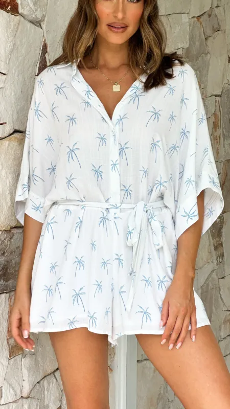 Jacquie Playsuit - White Palm sold by Billy J