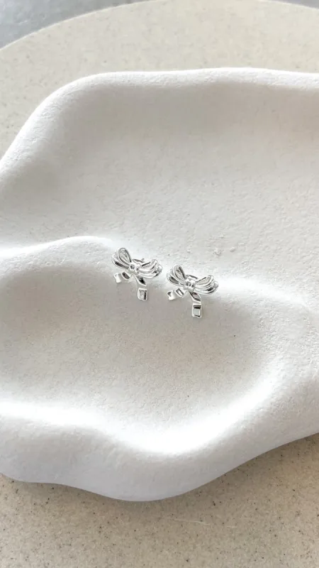 Bow Stud Sterling Silver Plated Earrings - Silver sold by Billy J