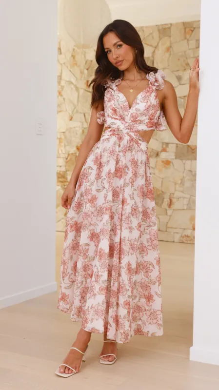 Galilhai Maxi Dress - Peach Floral sold by Billy J