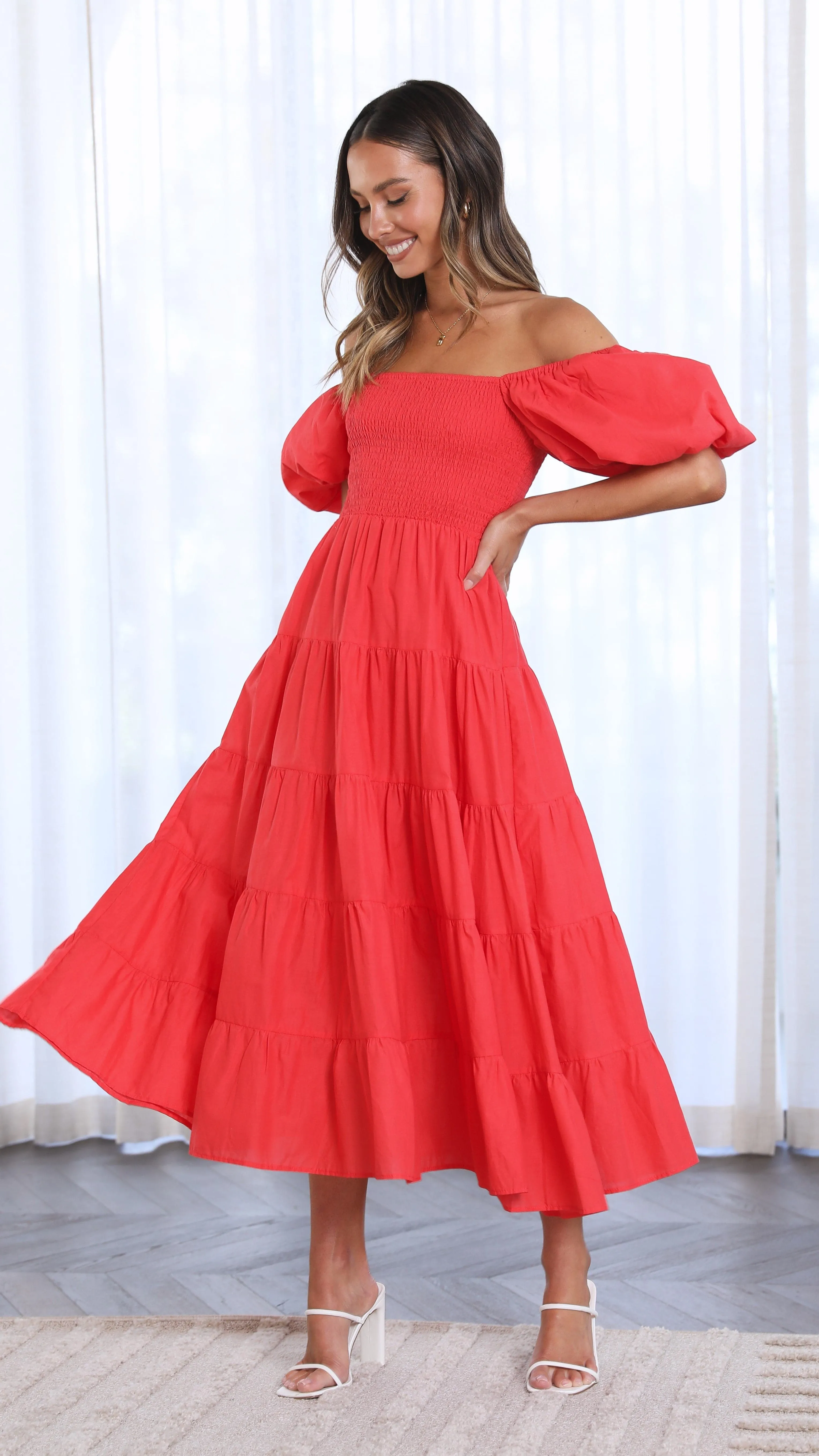 Chyna Midi Dress - Red sold by Billy J