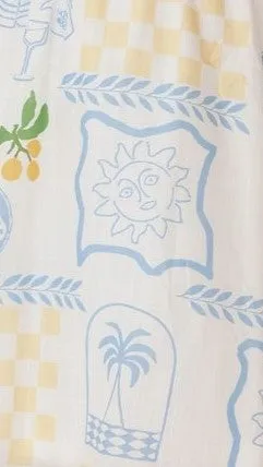 Marel Mini Dress - Blue / Yellow Holiday Print sold by Billy J product image thumbnail 4