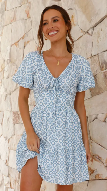Montana Mini Dress - Blue Mosaic sold by Billy J