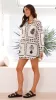 Raffaello Long Sleeve Mini Dress - White / Black Print sold by Billy J