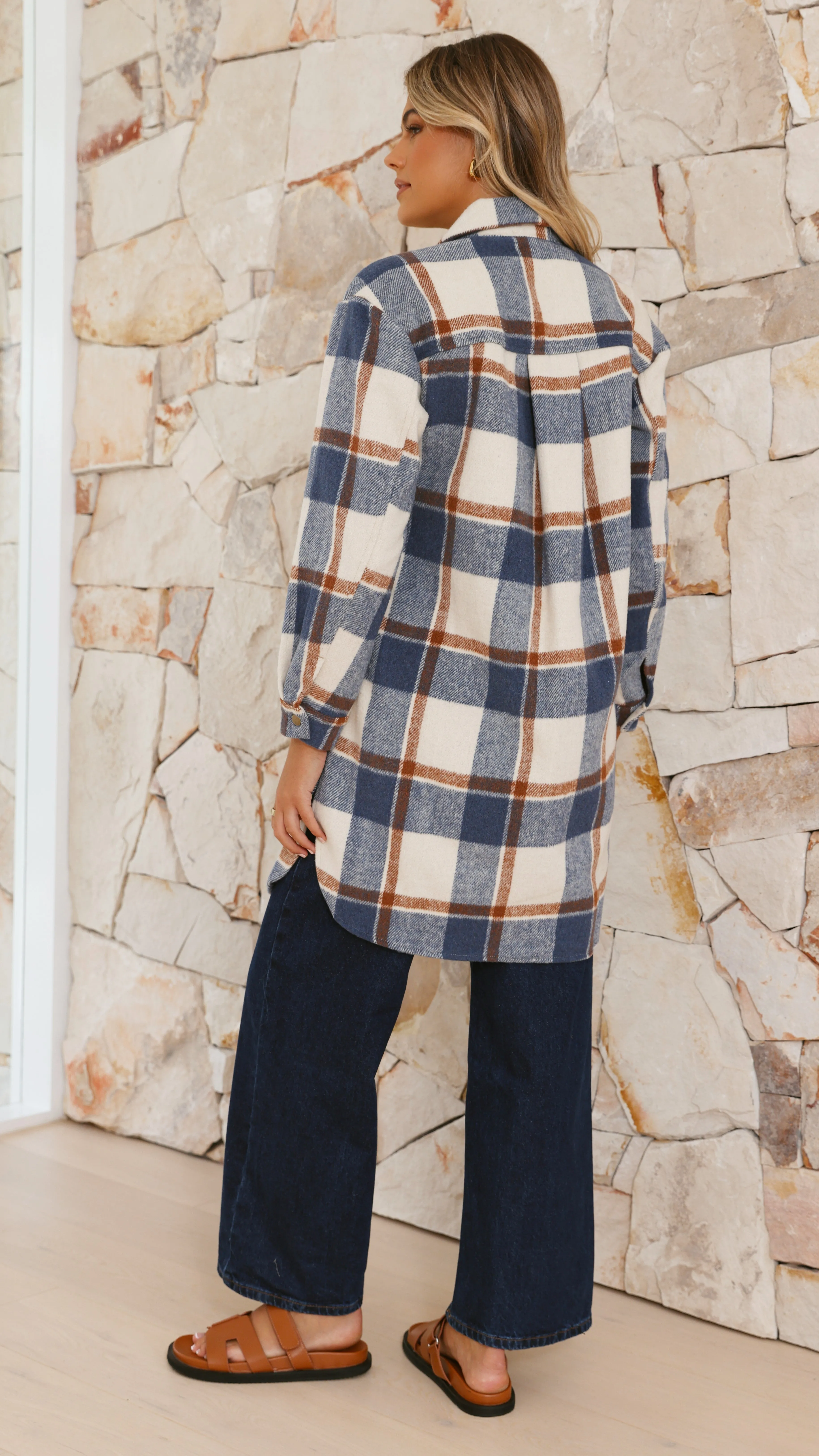 Saskia Jacket - Navy/Cream Check sold by Billy J product image thumbnail 2