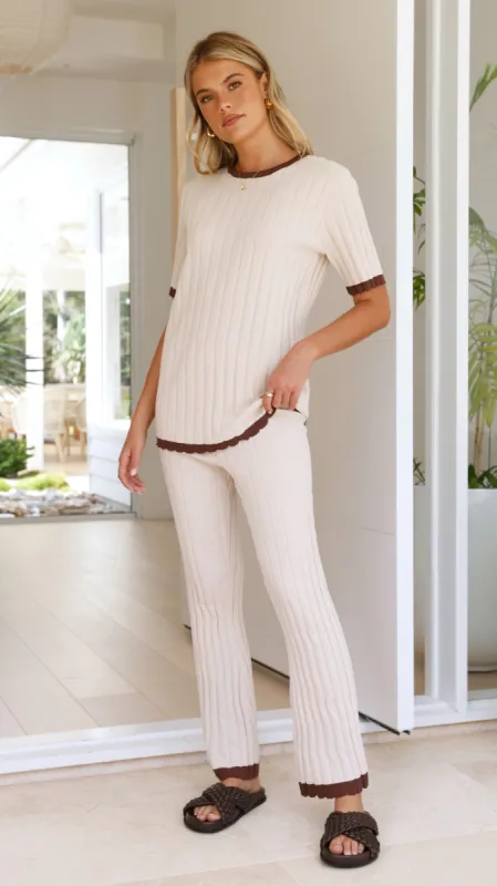 Talita Top and Pants Set - Cream/Brown sold by Billy J