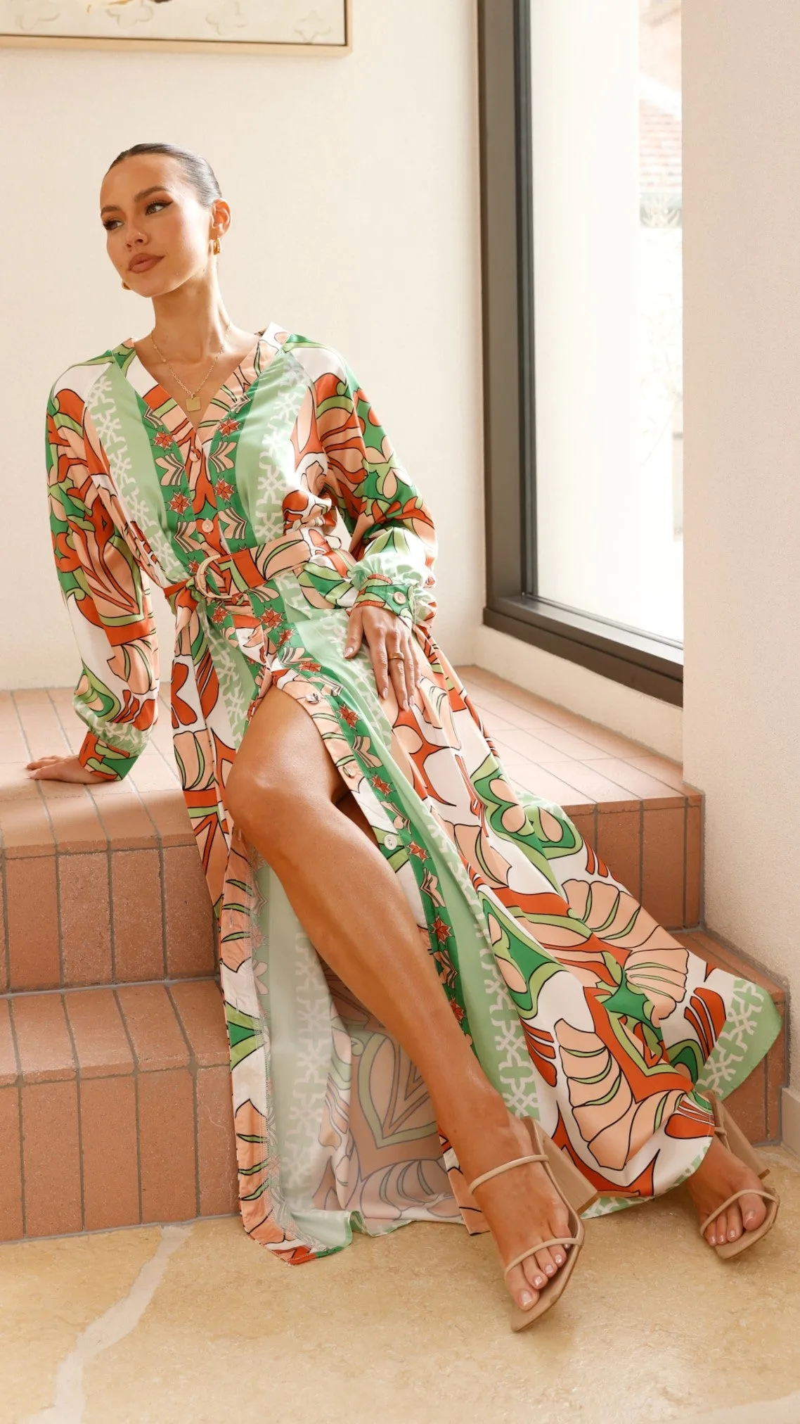 Vance Maxi Dress - Orange/Green Print sold by Billy J product image thumbnail 3
