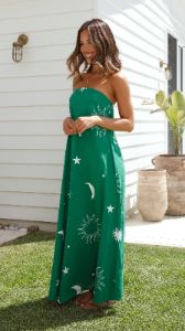 Connie Maxi Dress - Green/White sold by Billy J